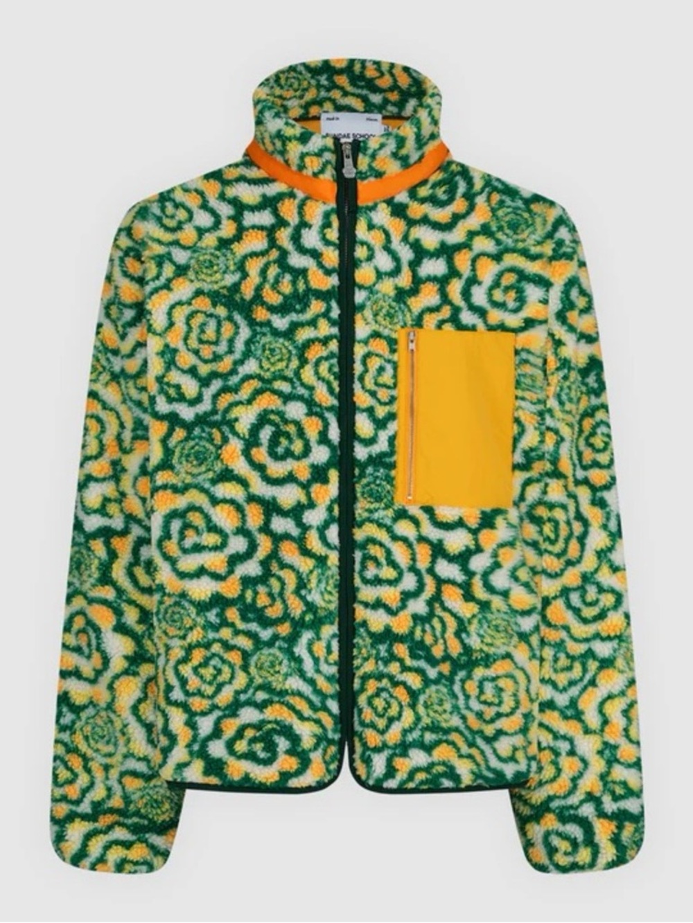 Sundae School Green, Yellow & Orange Floral Teddy Jacket